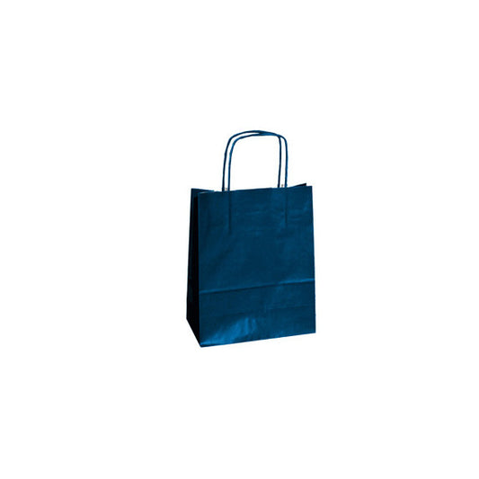 Shopper Twisted - maniglie cordino - 18 x 8 x 24 cm - carta kraft - blu - Mainetti Bags - conf. 25 pezzi