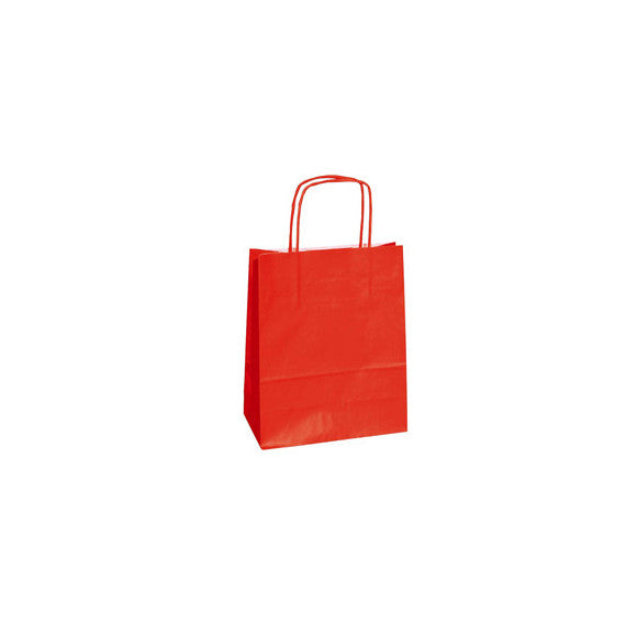 Shopper Twisted - maniglie cordino - 18 x 8 x 24 cm - carta kraft - rosso - Mainetti Bags - conf. 25 pezzi