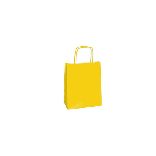 Shopper Twisted - maniglie cordino - 26 x 11 x 34,5 cm - carta kraft - giallo - Mainetti Bags - conf. 25 pezzi