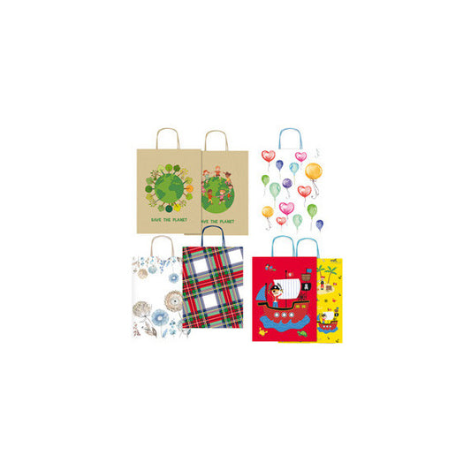 Shoppers - con manici - 16 x 21 x 8cm - fantasie assortite - Rex Sadoch