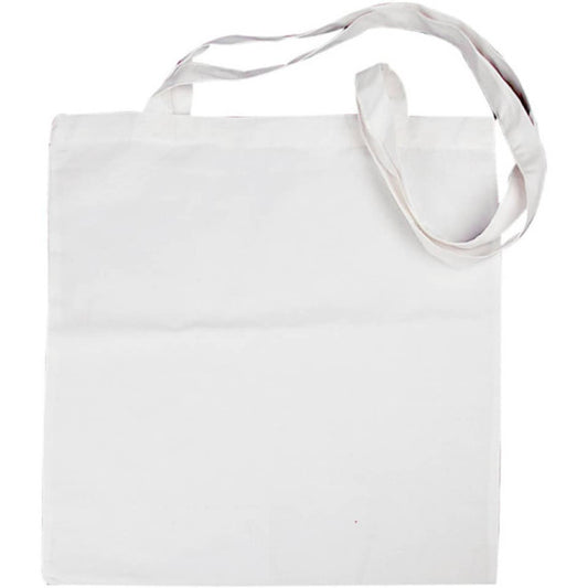 Shopping bag con manici lunghi 100% cotone Creativ Company - 38x42 cm - bianco - 499000