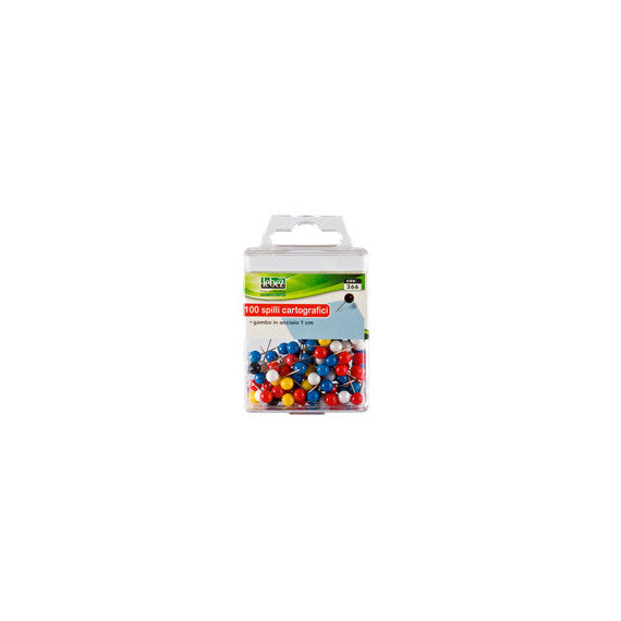 Spilli cartografici a sfera - colori assortiti - Lebez - scatola 100 pezzi
