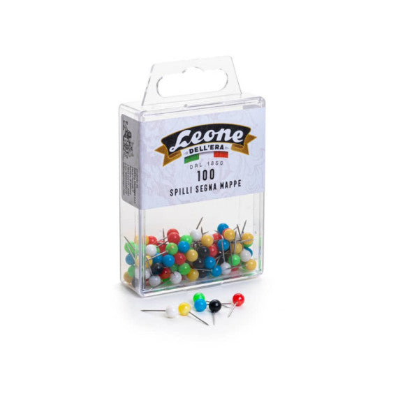 Spilli segna mappe Leone scatola appendibile colori assortiti - conf. 100 pezzi - APSM