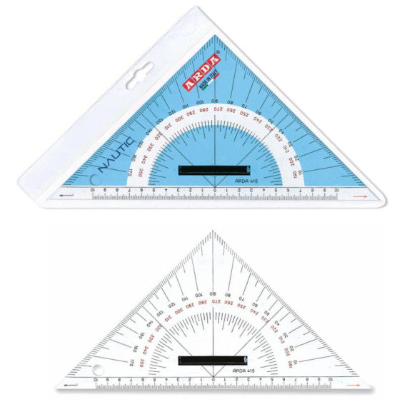 Squadra nautica Arda 45° 26 cm in plexiglas con pomolo e millimetratura con linea di fede - 415