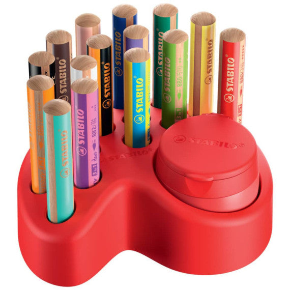 Stabilo Woody 3 in 1 deskset più temperino - conf. 15 pz - colori assortiti - 880/15-01