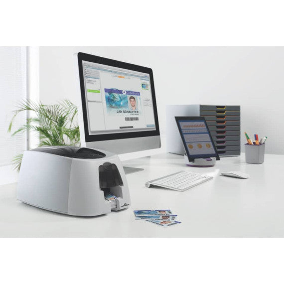 Stampante per tessere Durable DURACARD® ID 300 - 1 stampante + 1 starter kit (nastro colori + 100 tessere) - 8910-00
