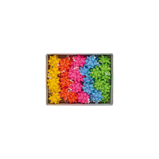Stelle di nastro ecocolor - 15 mm x diam. 6,5 cm - colori assortiti primavera - Brizzolari - conf. 50 pezzi