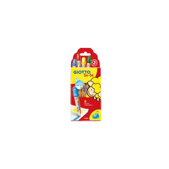 Supermatitoni - diametro mina 7 mm - lavabili - colori assortiti - con temperino - Giotto - astuccio 6 pezzi