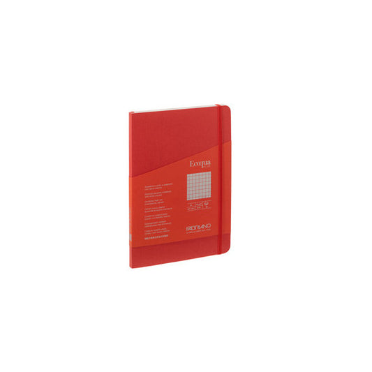 Taccuino EcoQua Plus - con elastico - rilegatura cucita - A5 - 5 mm - 80 fogli - lampone - Fabriano