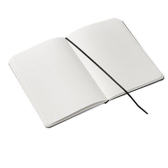 Taccuino EcoQua Plus - con elastico - rilegatura cucita - A5 - 5 mm - 80 fogli - lampone - Fabriano