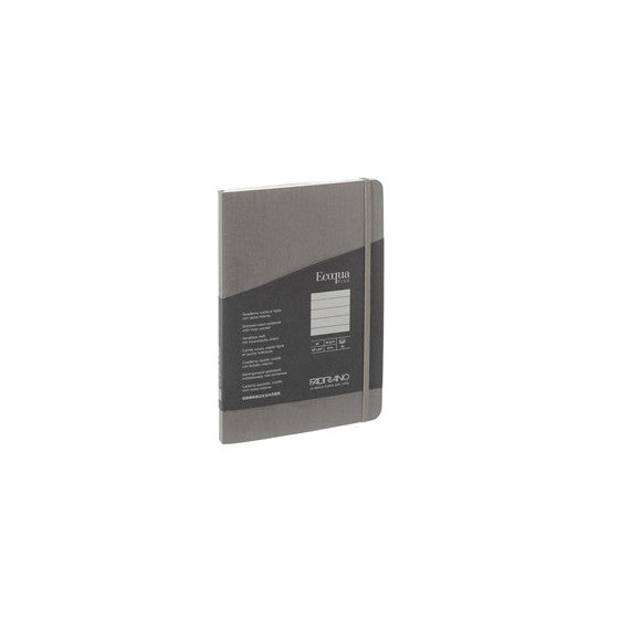 Taccuino EcoQua Plus - con elastico - rilegatura cucita - A5 - 5 mm - 80 fogli - righe - artracite - Fabriano