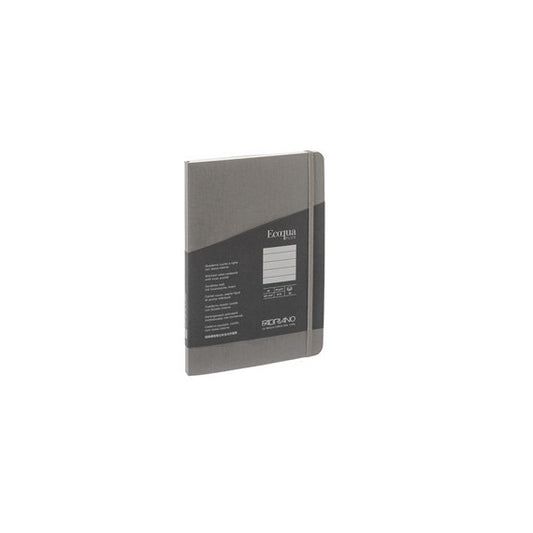 Taccuino EcoQua Plus - con elastico - rilegatura cucita - A5 - 5 mm - 80 fogli - righe - artracite - Fabriano