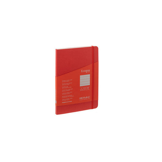 Taccuino EcoQua Plus - con elastico - rilegatura cucita - A5 - 5 mm - 80 fogli - righe - lampone - Fabriano