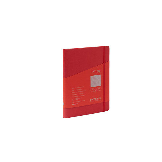 Taccuino EcoQua Plus - con elastico - spiralato - A5 - 70 fogli - puntinato - lampone - Fabriano