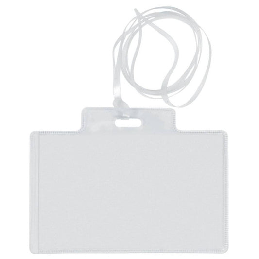 Targa portabadge con cordoncino Sei Rota formato 9,5x6 cm - conf. 100 pezzi - 318006 CF6
