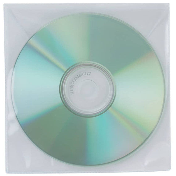 Tasca per CD/DVD Q-Connect polipropilene 120my senza foratura con lembo chiusura conf. da 50 pezzi - KF02207