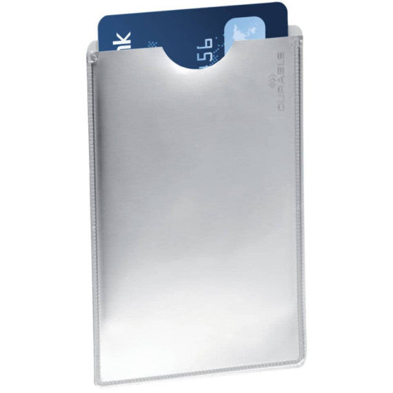 Tasca porta carte di credito DURABLE RFID SECURE argento metallizzato 54x86mm conf. 10 - 890023