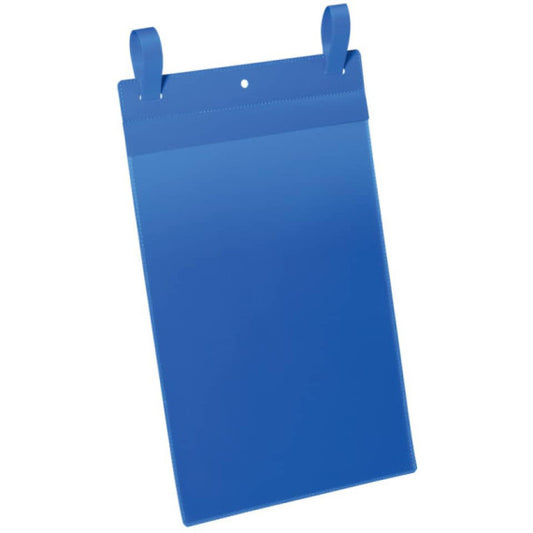 Tasche per identificazione Durable con fascette di aggancio blu f.to esterno mm 223x530- inserto A4 vert. cf. 50- 175007
