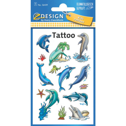 Tatuaggi Avery Kid assortiti - 1 foglio - delfini 56439