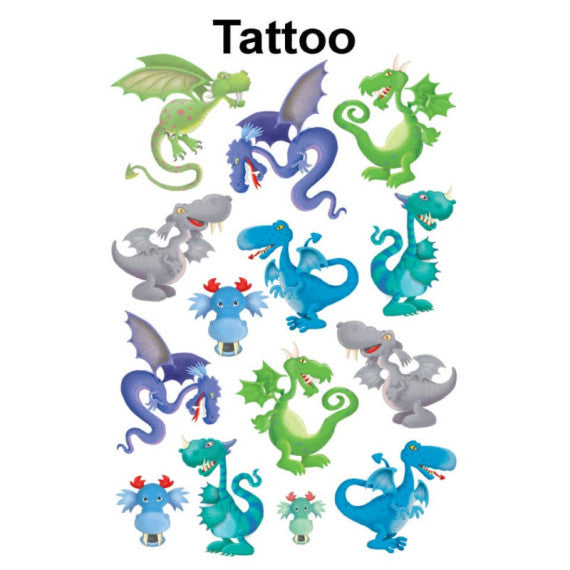 Tatuaggi Avery Kid assortiti - 1 foglio - draghi 56751