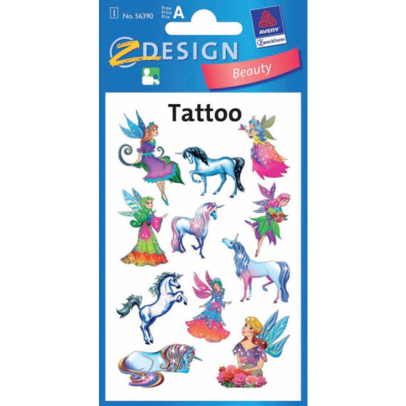 Tatuaggi Avery Kid assortiti - 1 foglio - elfi 56390