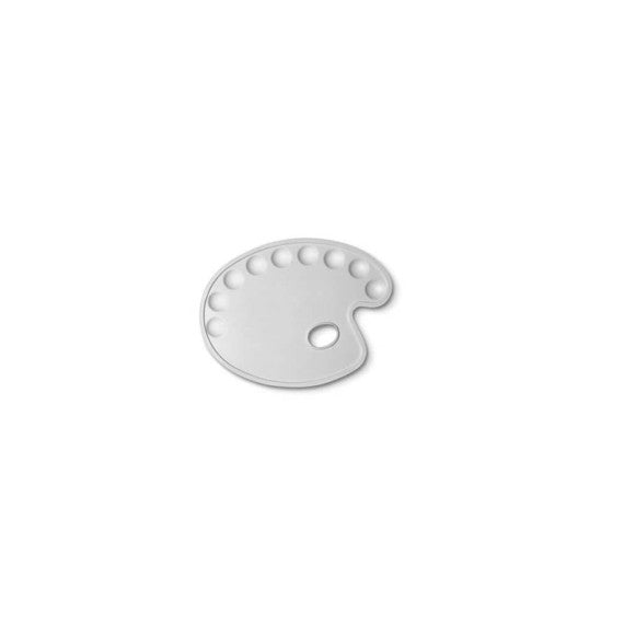Tavolozza ovale CWR - bianca - plastica 9 scomparti - 30x22 cm 185
