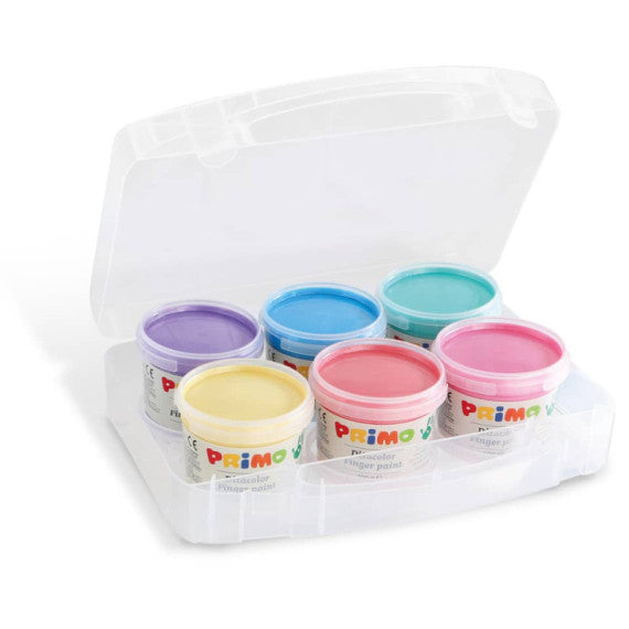 Tempera a dita Primo 100 g - valigetta 6 colori perlati assortiti in vasetti in polipropilene - 229TPD100SP