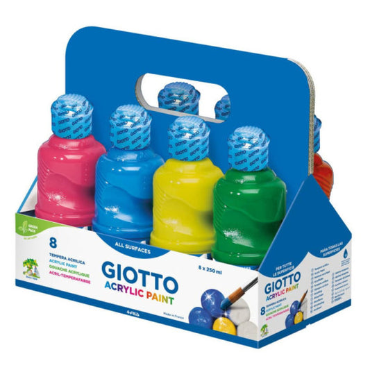 Tempera acrilica Giotto in flacone da 250 ml - conf. da 8 colori assortiti F535100