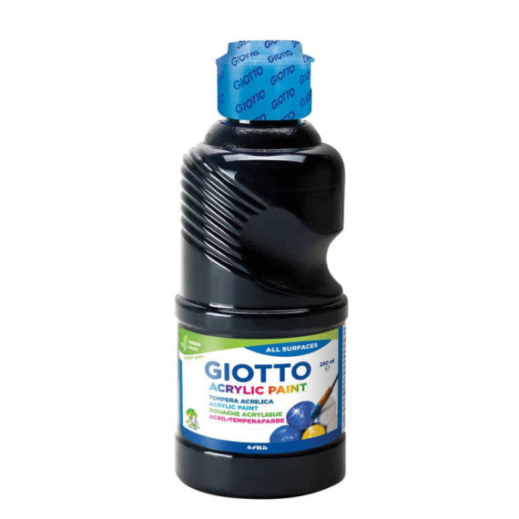 Tempera acrilica Giotto in flacone da 250 ml nero - F534024