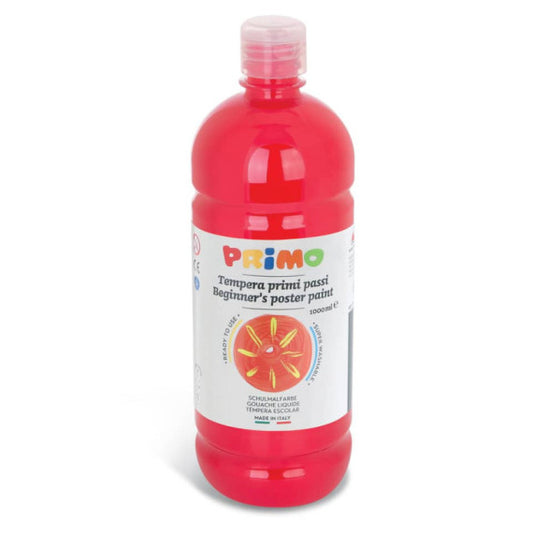 Tempera brillante in bottiglia in PET Primo Primi Passi 1000 ml rosso vermiglione - 204BR1000300