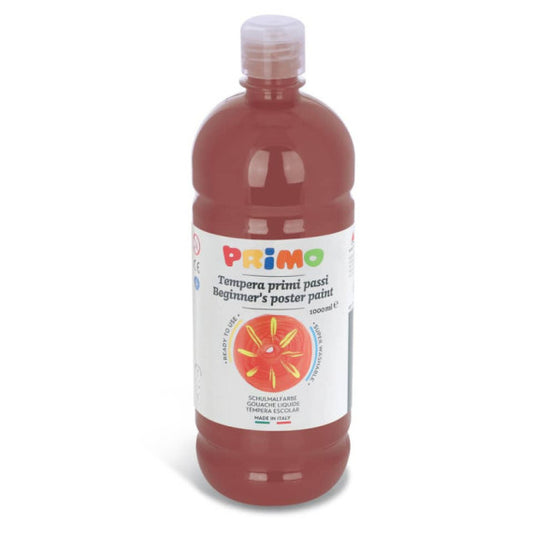 Tempera brillante in bottiglia in PET Primo Primi Passi 1000 ml terra di Siena bruciata - 204BR1000730
