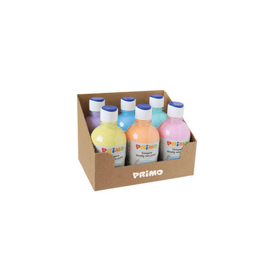 Tempera brillante pastello - 300 ml - colori pastel assortiti - Primo - box 6 colori