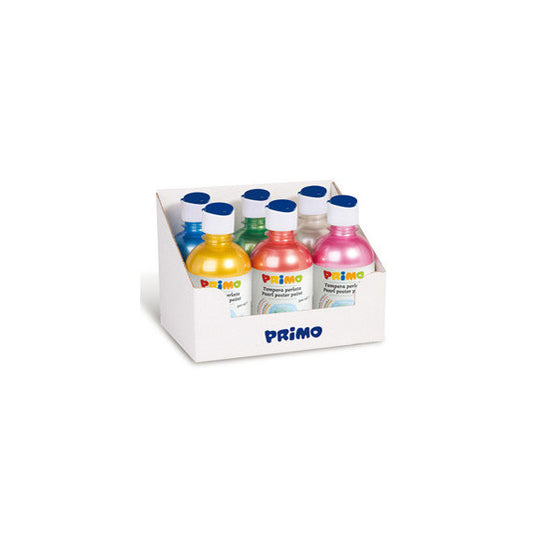 Tempera brillante perlata - 300ml - colori perlati assortiti - Primo - box 6 colori