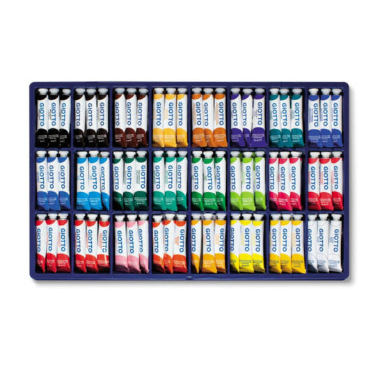 Tempera Giotto Extra ultrafine in tubetto 12 ml - in vetrinetta da 144 colori assortiti - F35250000