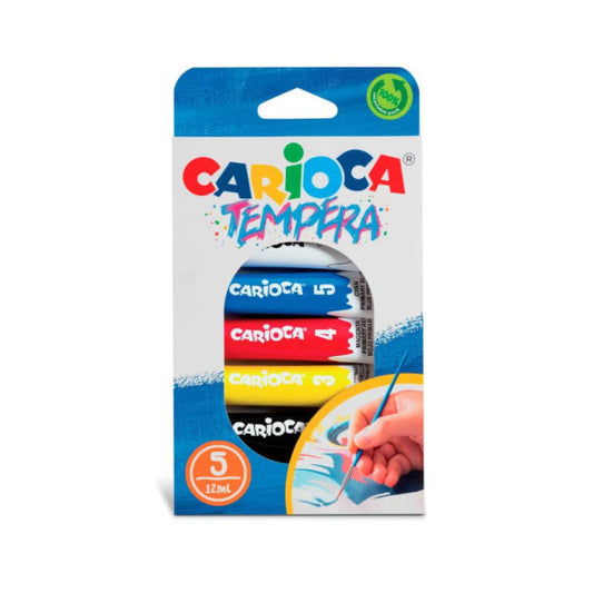 Tempera in tubetti Carioca 12 ml - conf. da 5 colori assortiti 40013