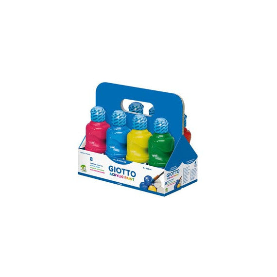 Tempera pronta acrilica - 250ml - colori assortiti - Giotto - schoolpack 8 flaconi