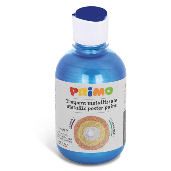 Tempera pronta metallizzata Primo con tappo misuratore 300 ml blu oltremare 233TM300500