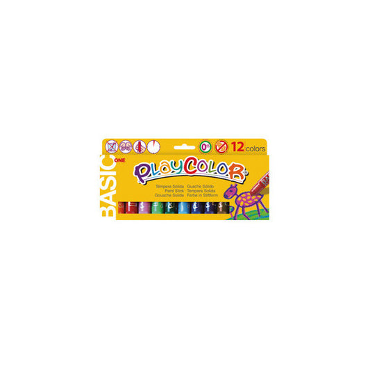 Tempera solida in stick Playcolor - 10gr - colori assortiti - Instant - astuccio 12 stick