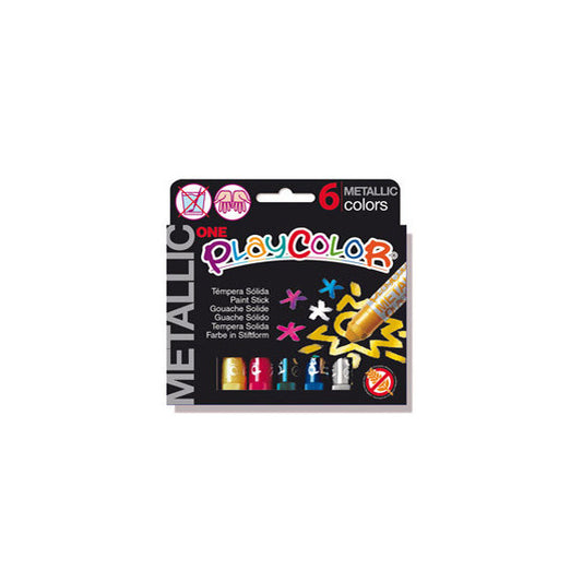 Tempera solida in stick Playcolor - 10gr - colori assortiti - Instant - astuccio 6 stick metal
