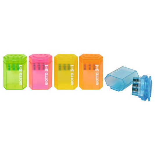 Temperamatite 3 in 1 Giotto colori assortiti - 3 fori - colori assortiti - F232100