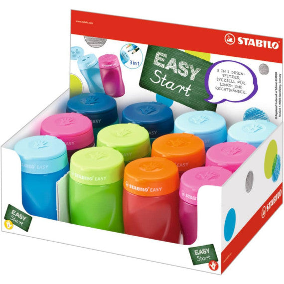 Temperamatite a 3 fori Stabilo Easy con serbatoio per destrimani - conf. 3 pezzi - 4502/2