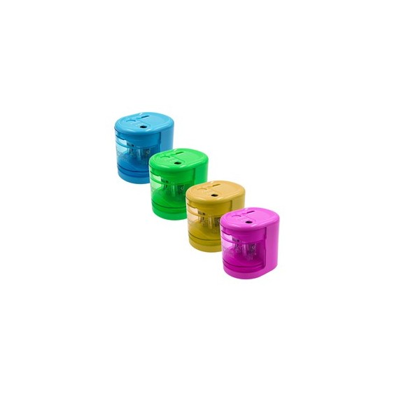 Temperamatite elettrico 4306  con contenitore - 2 fori  - colori assortiti - Lebez