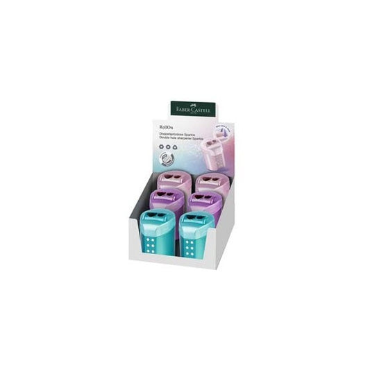 Temperamatite RollOn Sparkle - con serbatoio - 2 fori - colori assortiti - Faber Castell