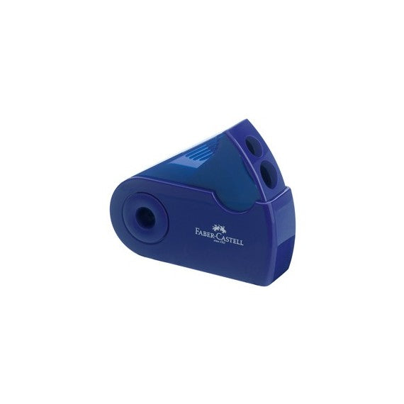 Temperamatite Sleeve con contenitore - 2 fori - con serbatoio - 70x34x20mm - rosso e blu assortiti - Faber Castell