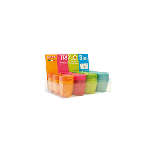 Temperamatite Triplo - 3 fori - colori assortiti - Arda