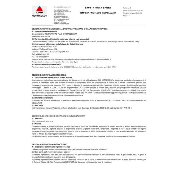 Tempere 12 ml - scatola in polipropilene - 8 tubetti metallizzati, 4 tubetti fluo + 1 pennello Primo assortiti - 450T12F