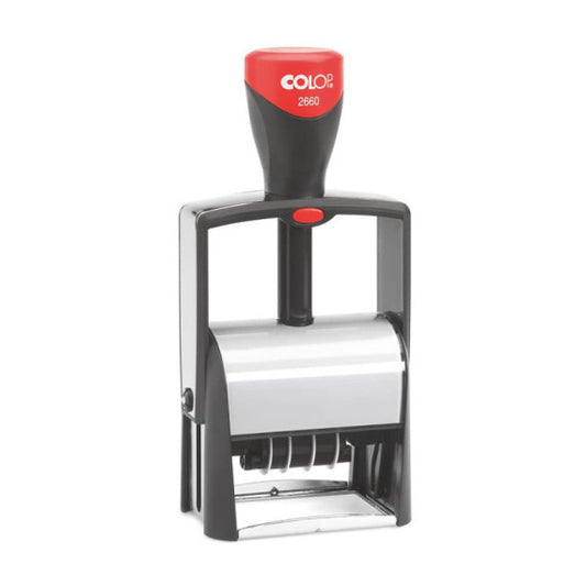 Timbro Colop 2600 autoinchiostrante datario con piastra personalizzabile 37x58 mm - 2660