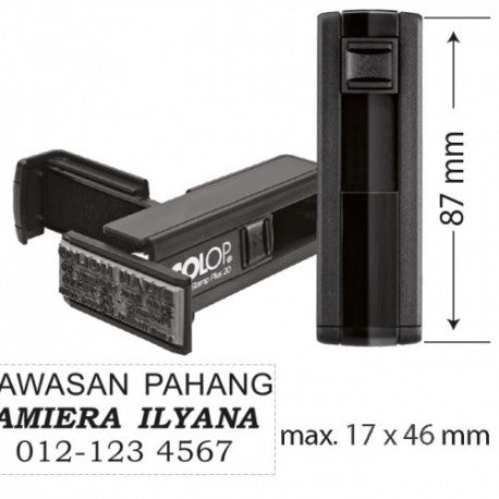 Timbro Colop 30 pocket stamp plus autoinchiostrante tascabile personalizzato misura 18X47mm personalizzabile max 5 righe