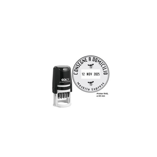 Timbro datario R40 - diametro 40 mm - 6 righe - autoinchiostrante - personalizzabile - Colop