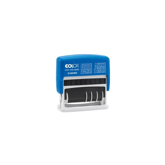 Timbro Mini Info Dater S120/WD Datario + Polinomio - 12 diciture 4 mm - autoinchiostrante - Colop®